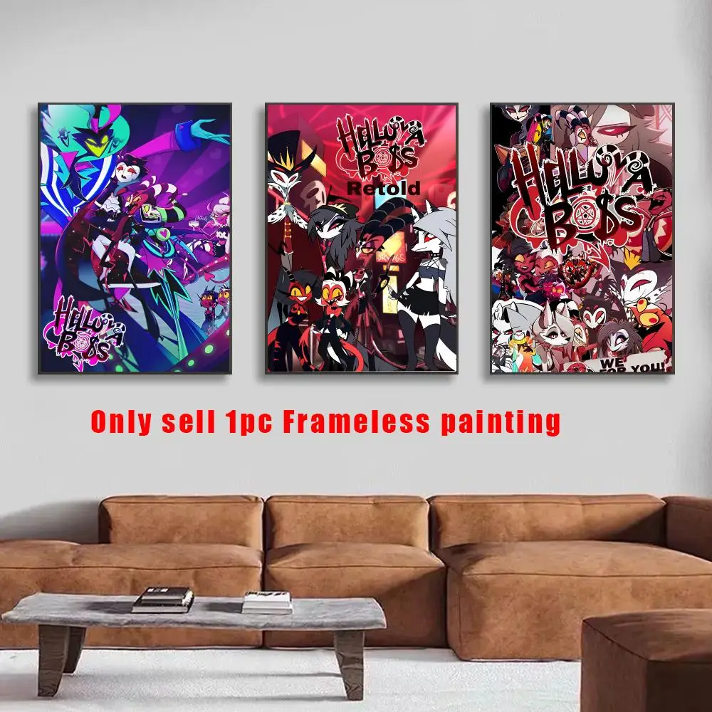Anime H-Helluva Boss Poster HD Self-Adhesive Wall Decals For Living Room & Bedroom Home Decor Gift