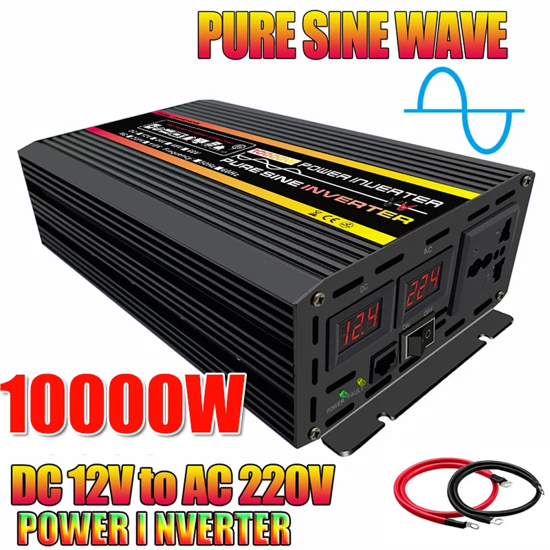 

10000W Pure Sine Wave Inverter LED Display Car Inverter Power Converter Voltage Transformer DC 12V/24V/48V/60V TO AC 220V