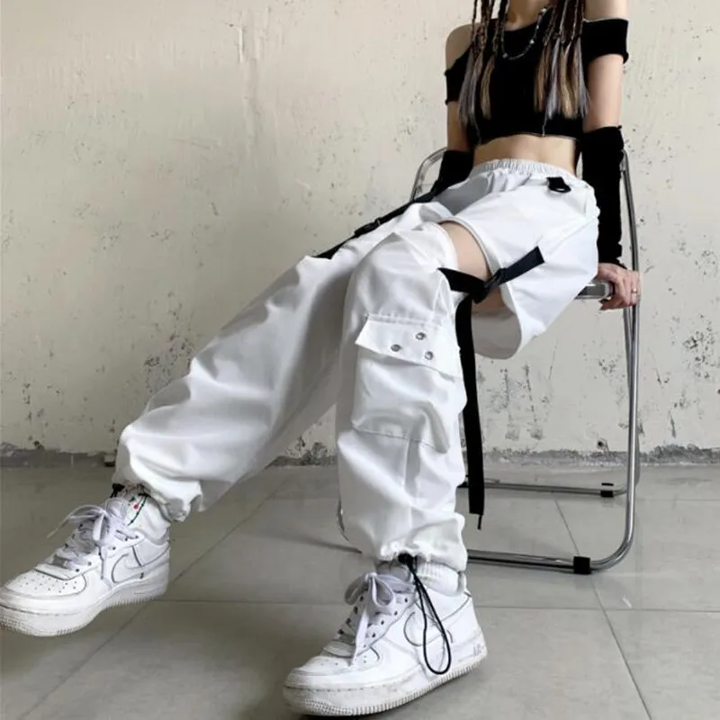 Detachable White Work Pants Women's Spring Autumn Cuffed Pants 2024 New Spicy Girl Design High Street Casual Pants