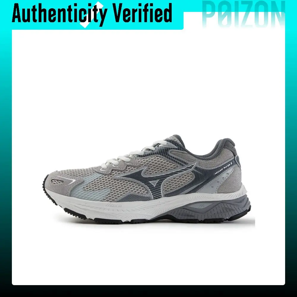 Mizuno Racer S Low top Casual Training Long Distance Running Sprint City Commuting Running Shoes Unisex Silver Gray D1GH223509