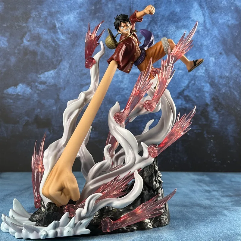 

НОВАЯ Фигурка Monkey D. Luffy GK Gatling из One Piece, резиновая статуэтка с длинными руками, сцена битвы, аниме-статуя, коллекционный декор, украшение, подарок