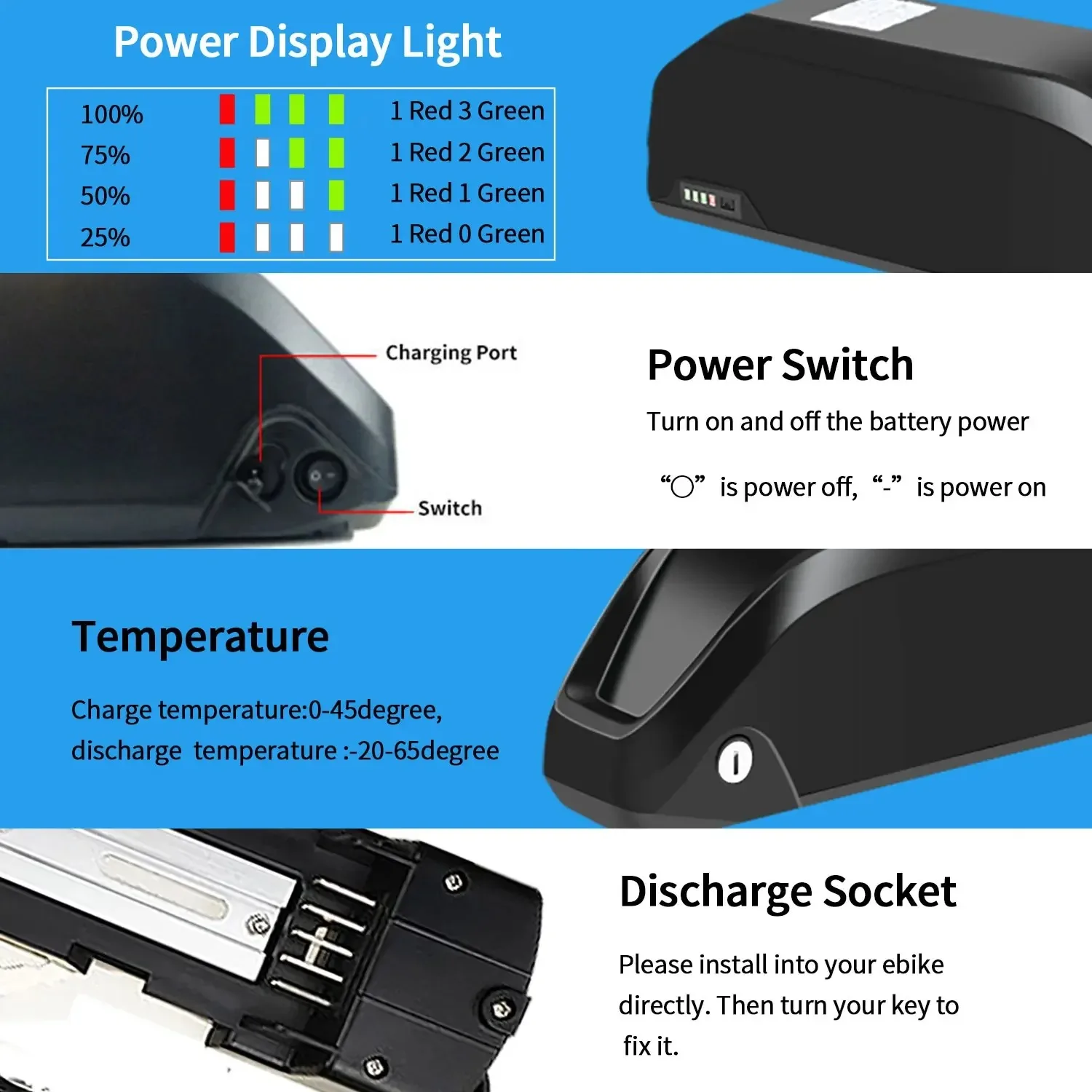 4Pin Polly Ebike Battery 36V 48V 52V Mountain Bicycle 18650 21700 Electric Bateria Pack for Bafang 1000W 750W 500W 250W