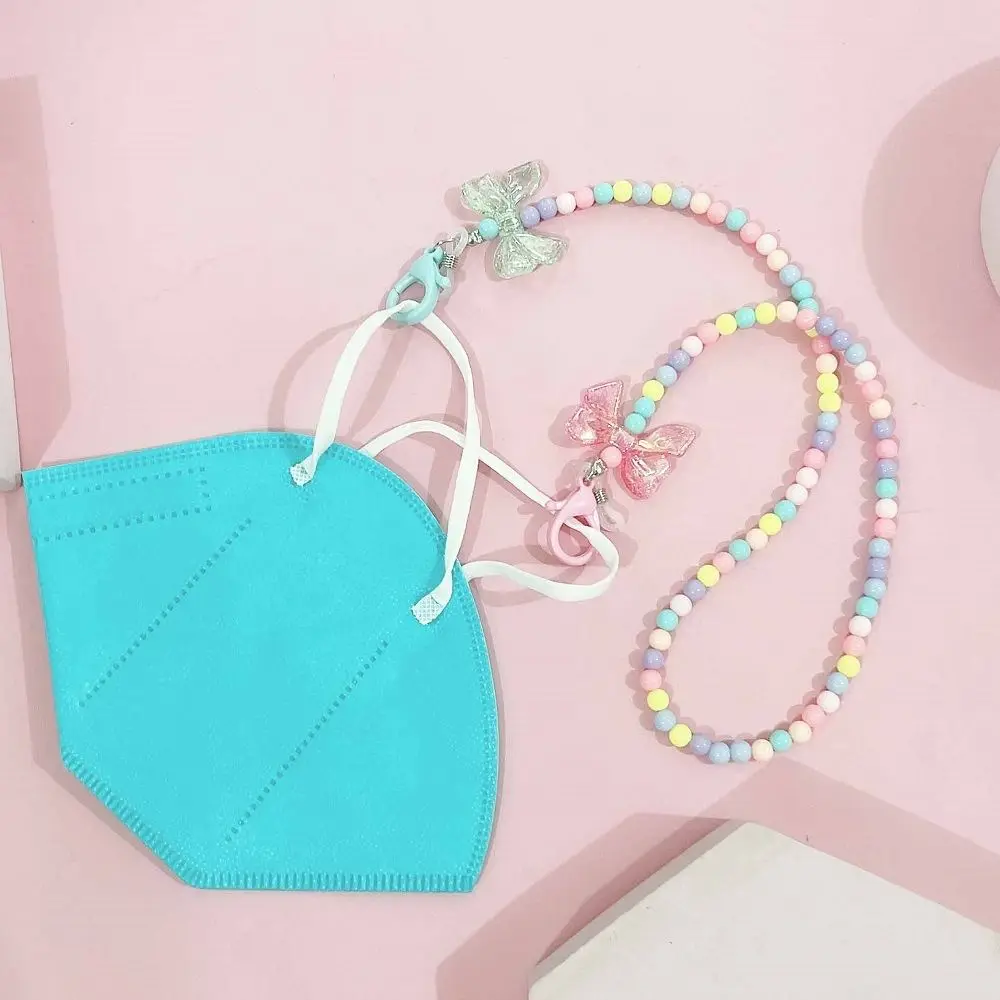 New Fashion Love Pearl Glasses Chain Cute Acrylic Mask Chain Rainbow Color Women Jewelry Necklace Headphone Chain
