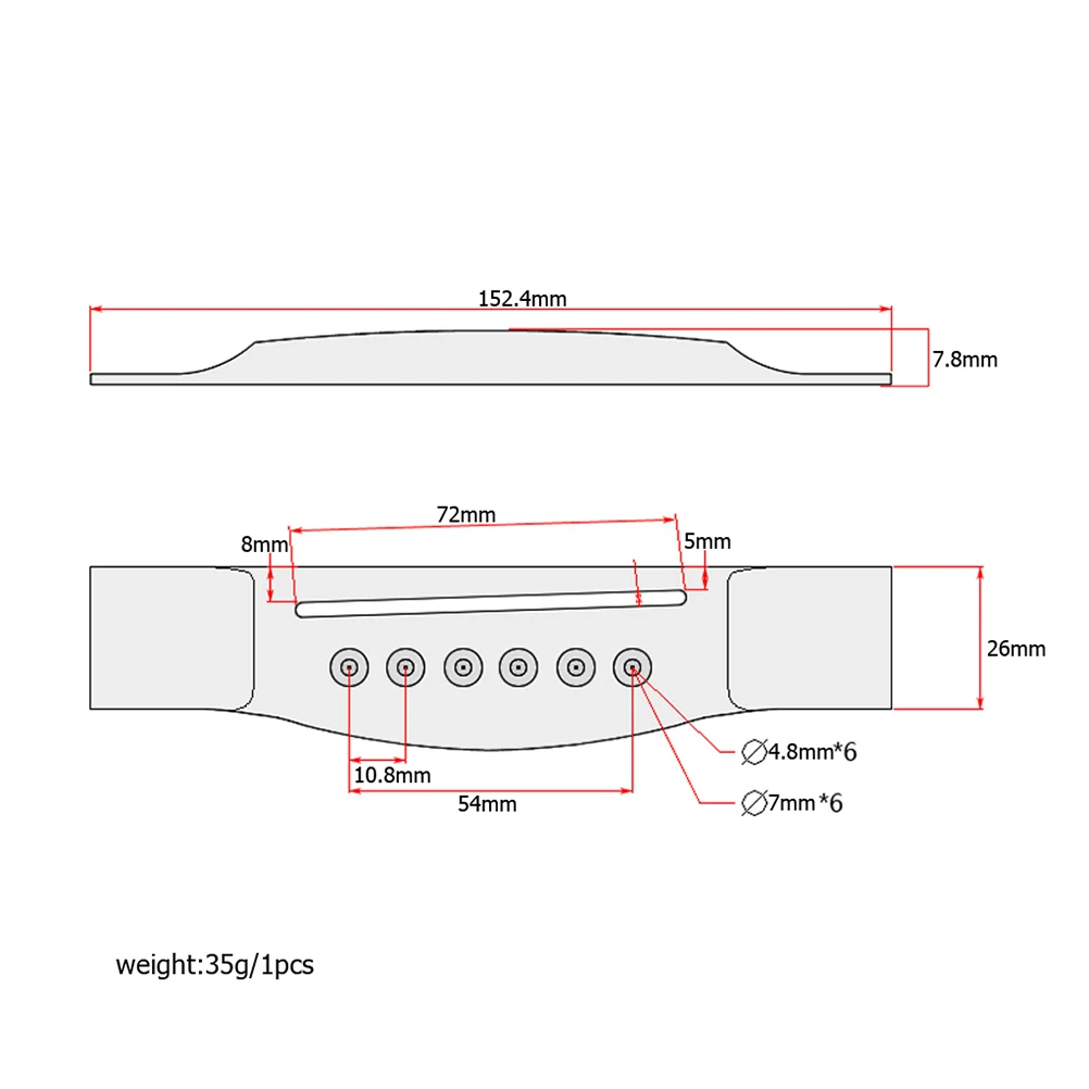 

Ebony Guitar Bridge Replacement for Acoustic 6 String Bass Wooden Bridge Black Bamboo Design Easy Installation