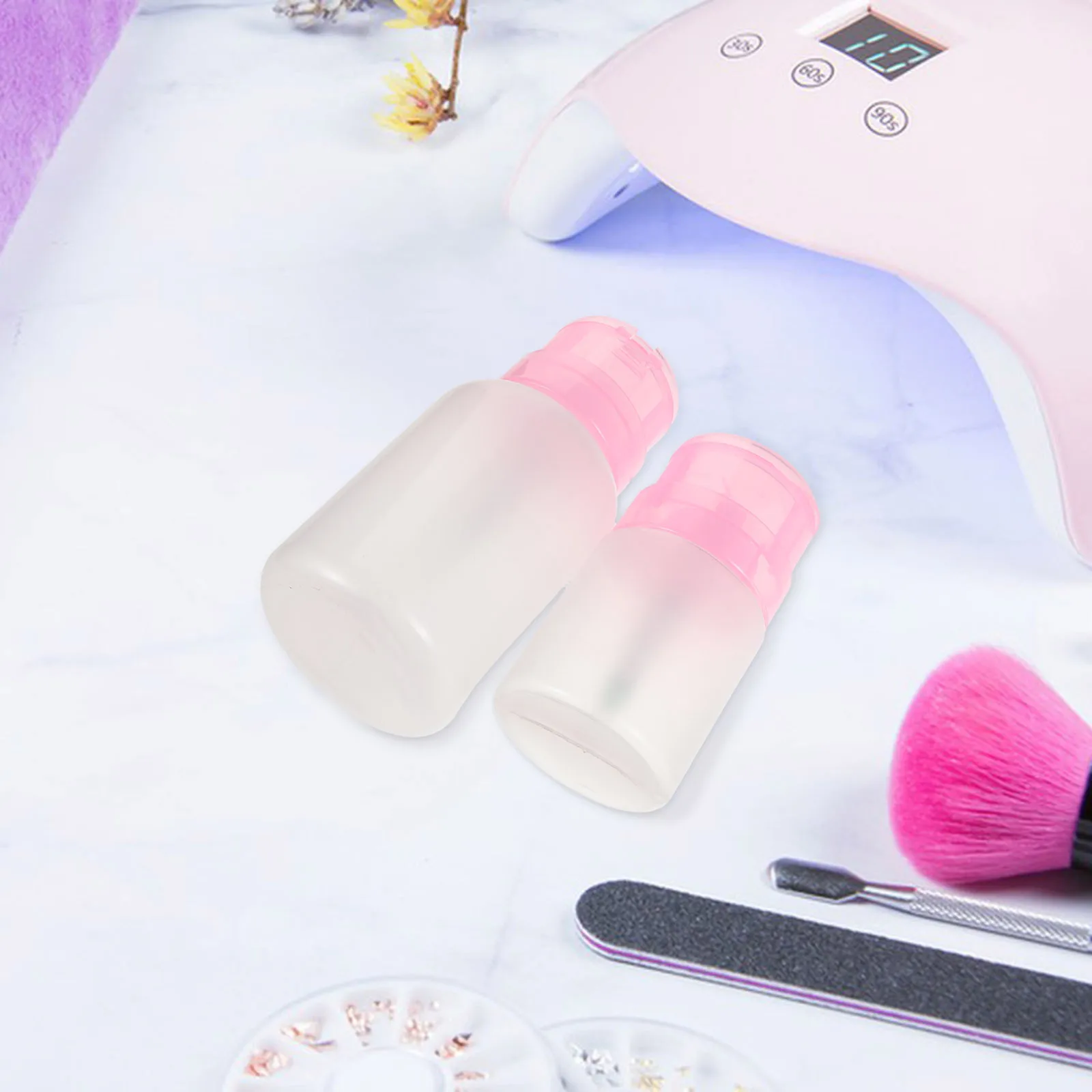 

6Pcs Nail Polish Remover Pump Bottle 60ml 220ml Empty Push Top Containers Precise Dosing One Hand Operation Chic Style