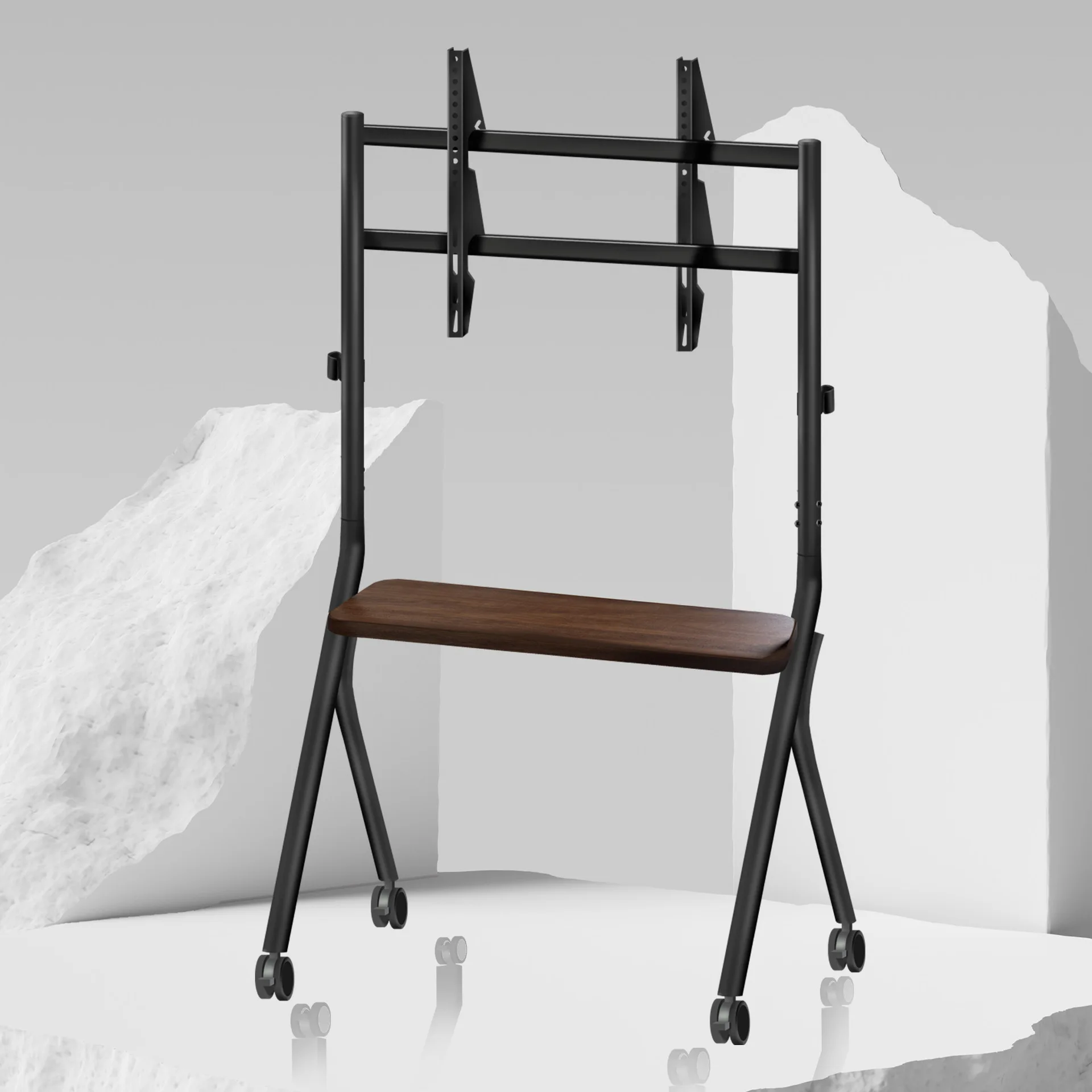 TV mobile bracket herringbone TV shelf floor cart large screen commercial conference all-in-one machine movable rack