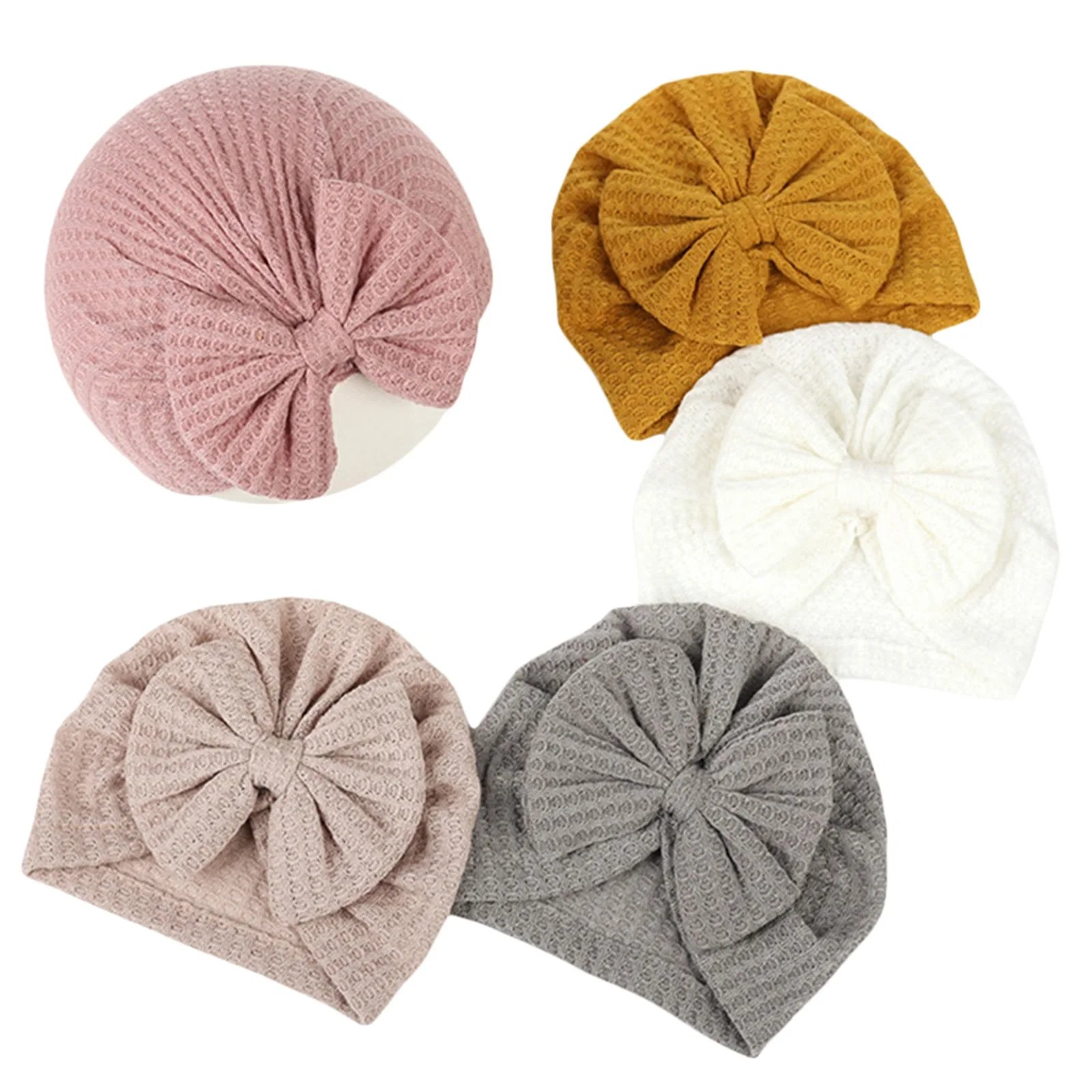 Cute Turban Hat Cap Beanie Bonnet with Big Bowknot Hospital Baby Hats Knot Headwraps Turbans for Newborn Baby Toddlers Infants