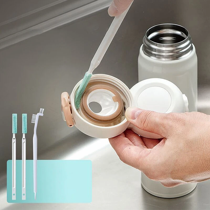 Kit de brosses à encoches pour tasse étroite et propre, manche long, ensemble de brosses pour livres de paille, tube en verre, nettoyeur d'espace de bouteille de lait pour bébé, outil de cuisine, 3 pièces