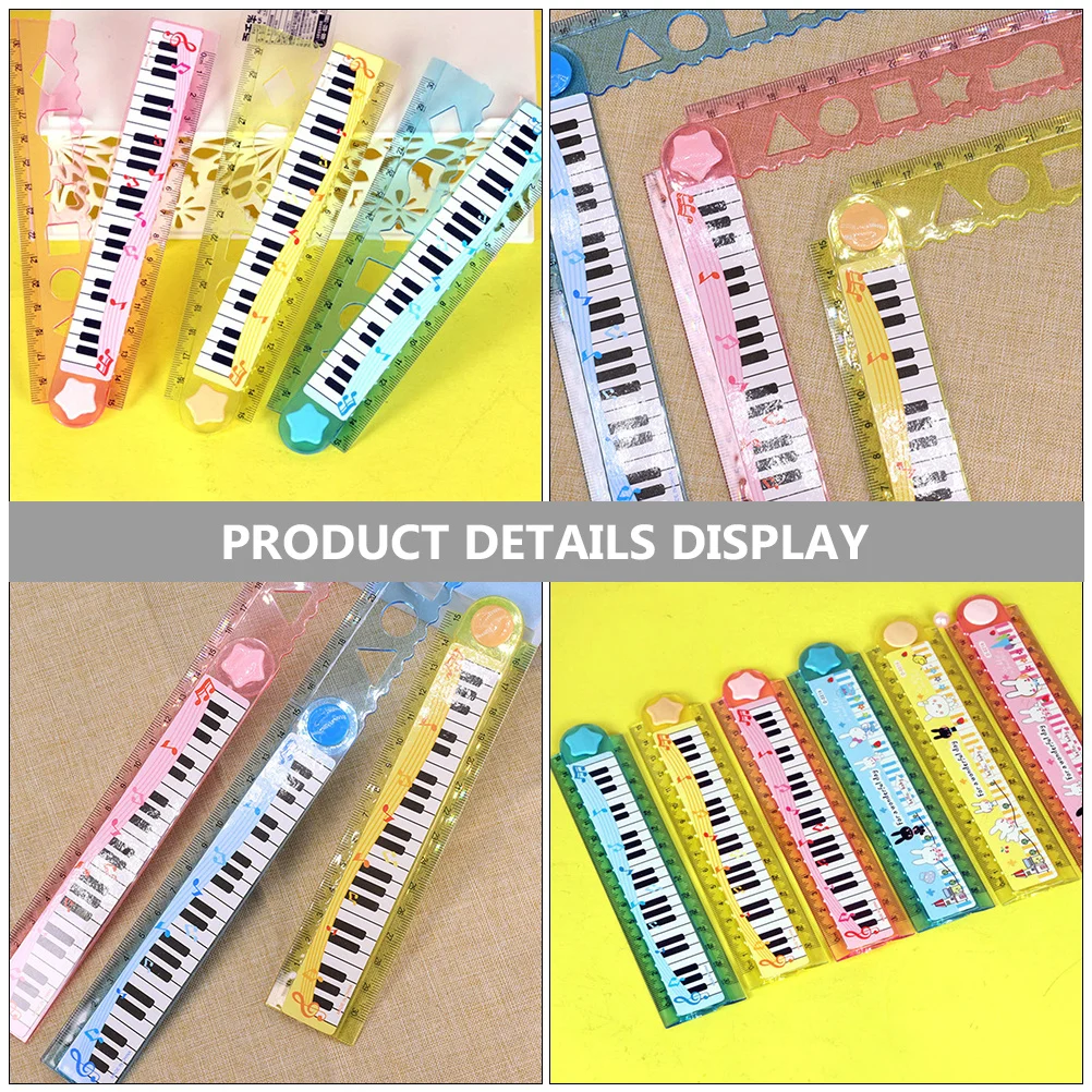 Reglas rectas plegables de 20 piezas, regla de plástico para estudiantes de escuela, regla portátil reutilizable, herramienta de medición de dibujos animados, 20Cm