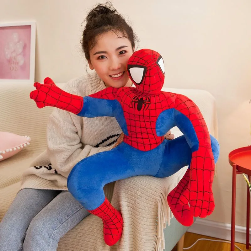 ตุ๊กตาสไปเดอร์แมนนุ่มนิ่ม ปลอดภัยต่อผิว ตุ๊กตาอนิเมะน่ารัก ของเล่นตุ๊กตาขนาดใหญ่ หมอนหนุนนอน นุ่มสบาย ของขวัญวันเกิด