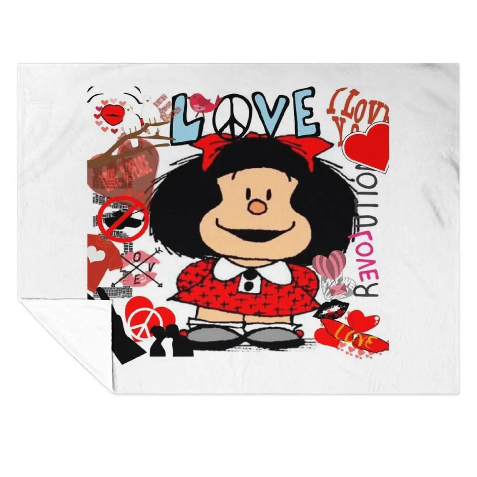 

Love, love and mafalda surrounded by hearts Throw Blanket Designers Thermal Bed linens Plush Blankets