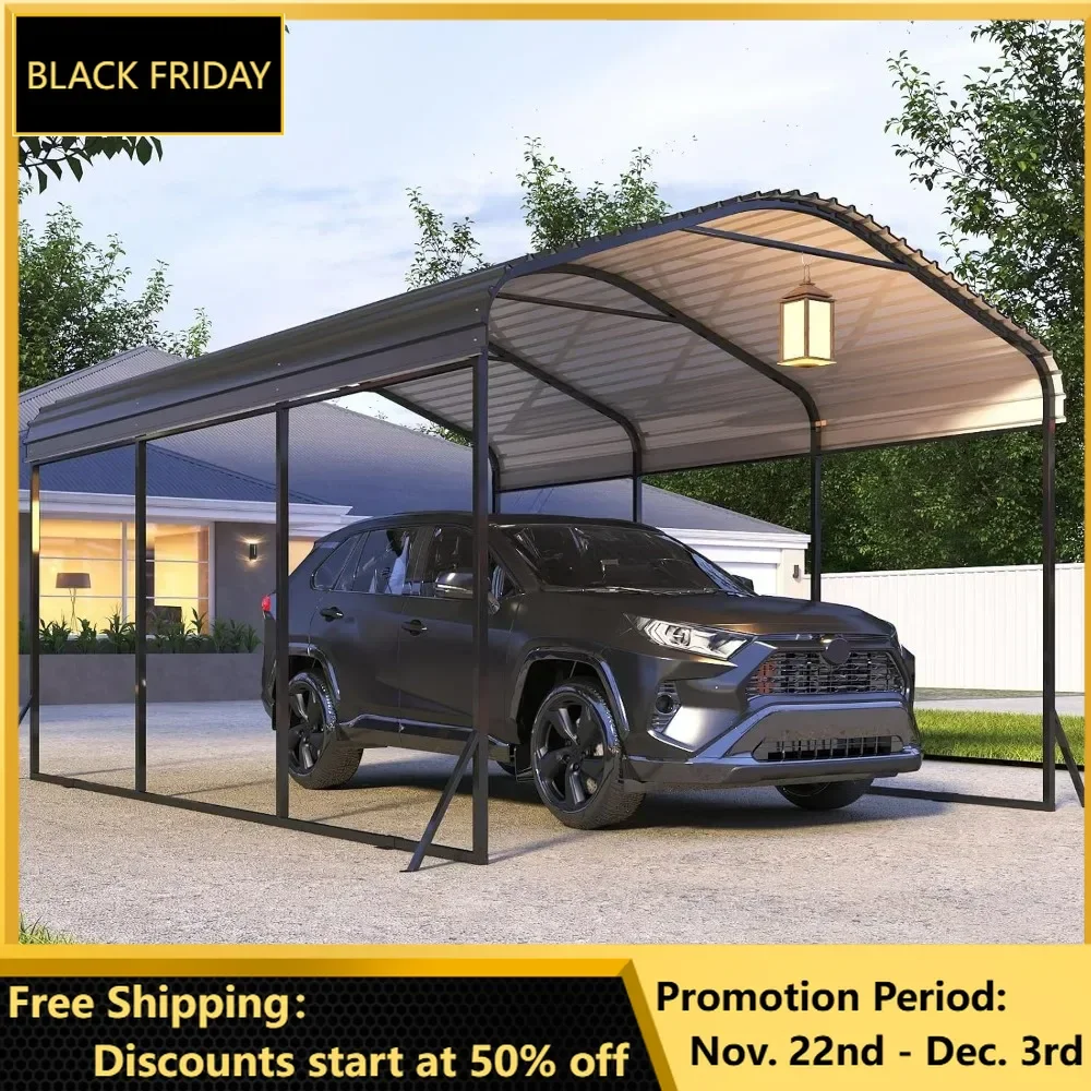 10x15 FT Carport, Heavy Duty Carports Canopy with Enhanced Base, Galvanized Steel Roof and Metal Frame, Garage Car Shelter Shade