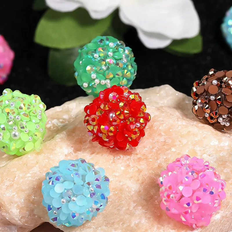 Trendy New 20pcs 18mm AB Resin Rhinestones Ball Beads Fit Fashion Necklace Earring Ornament Akcesoria Materiał Długopis Making