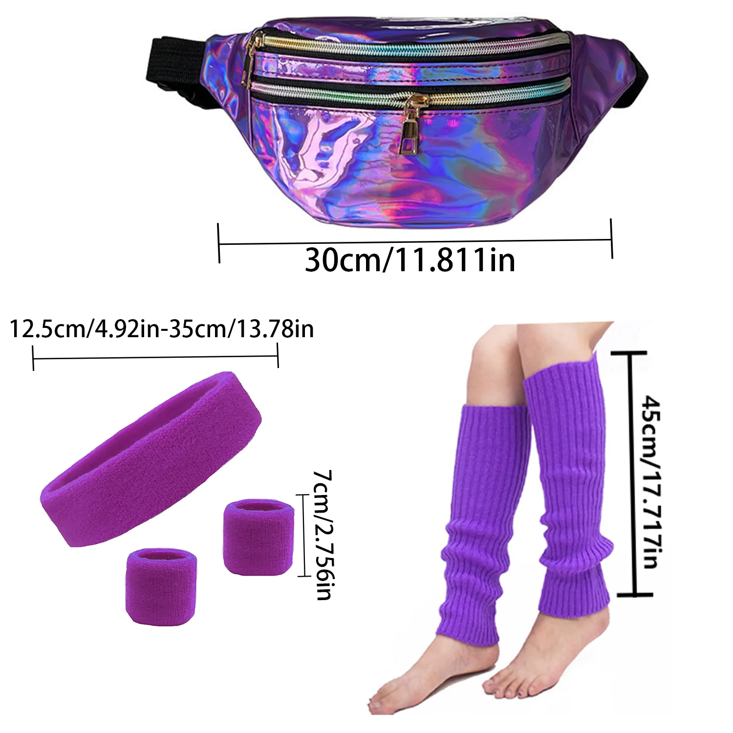 PESENAR 80s Acessórios para Mulheres Meninas Neon Retro Glow 1980s 90s Roupas de Festa Traje de Ano Novo Rosa Fanny Pack Perna Mais Quente