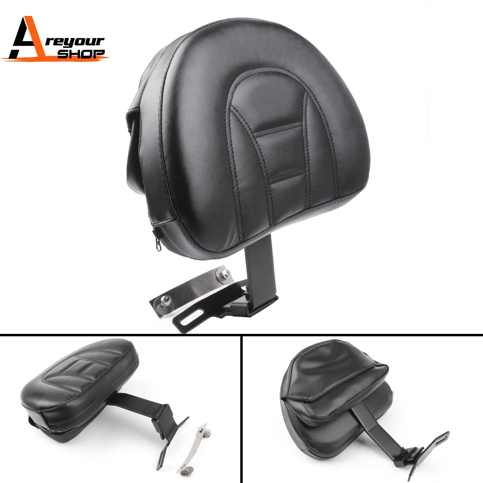 

Adjustable Driver Rider Backrest Pad for 2007-2019 Fatboy Heritage Softail Black