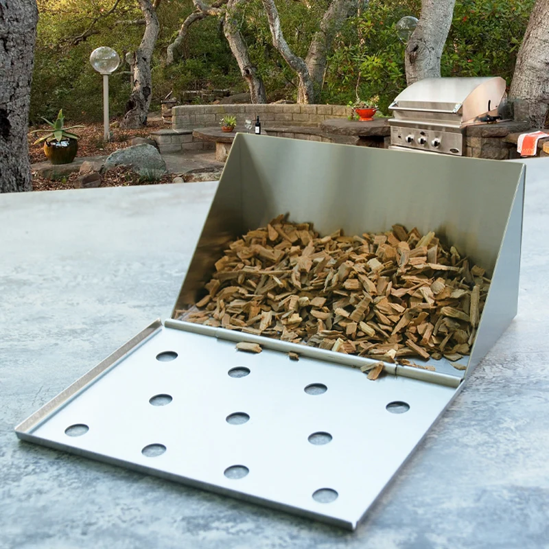 

6.14'' V-Shape Short BBQ Smoker Box Gas Grill Smoker Box Stainless Steel Smoker For Flavor Wood Chips Barbecue Accessories Tool