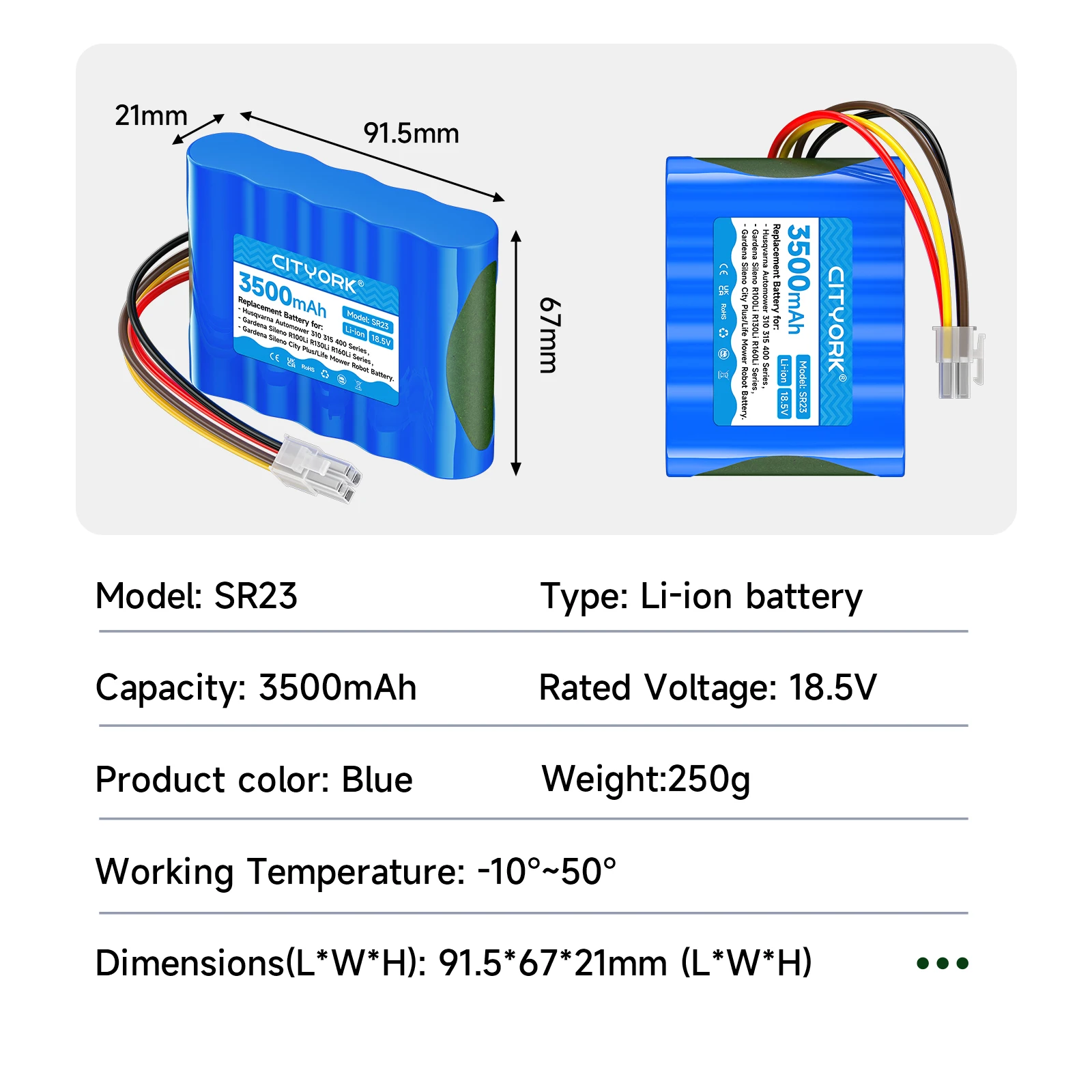 

Аккумулятор 3500 мАч для Husqvarna Automower 310, 315, 400, для моделей 2015 года Automower 315X, 2018 года Gardena Sileno R100Li, R130L