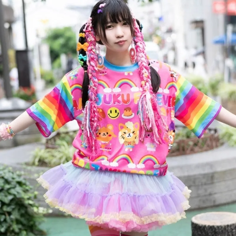 Nowa koszulka anime w stylu gotyckim, drukowana w 3D, unisex, kolorowa, oryginalny styl Y2K, odpowiednia do noszenia w domu i na zewnątrz.