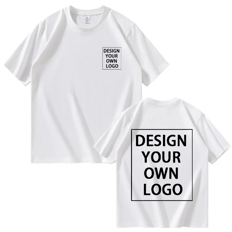 Niestandardowe logo drukowanie mężczyźni kobiety t-shirty lato luźna moda codzienna koszulka z krótkim rękawem oryginalny projekt DIY Streetwear Tee