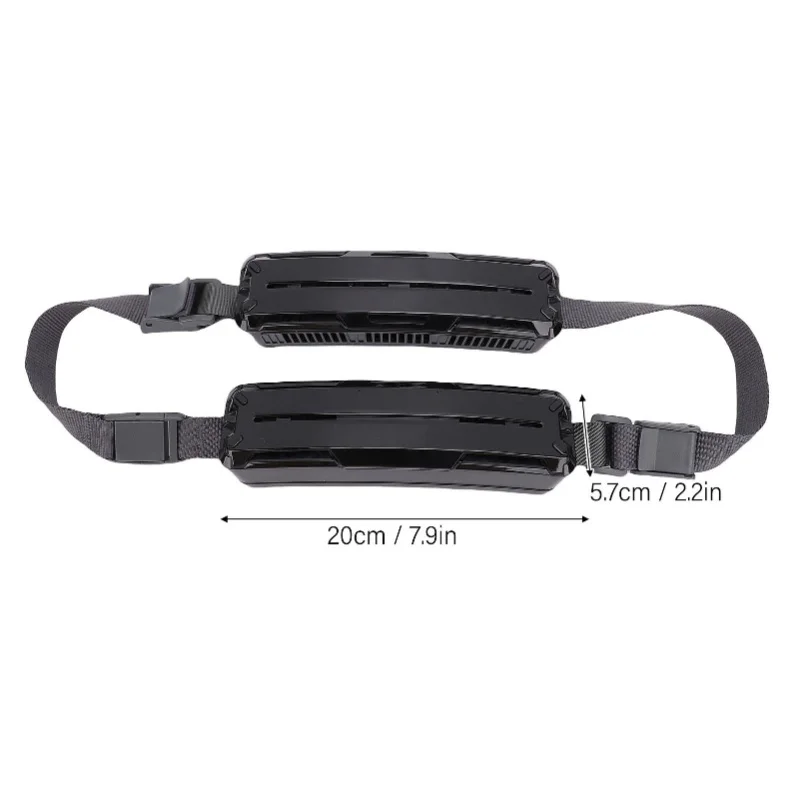 Ventilatore portatile indossabile ricaricabile tramite USB Cintura di raffreddamento da viaggio con vento forte per sport all'aria aperta e lavoro Nero/Bianco