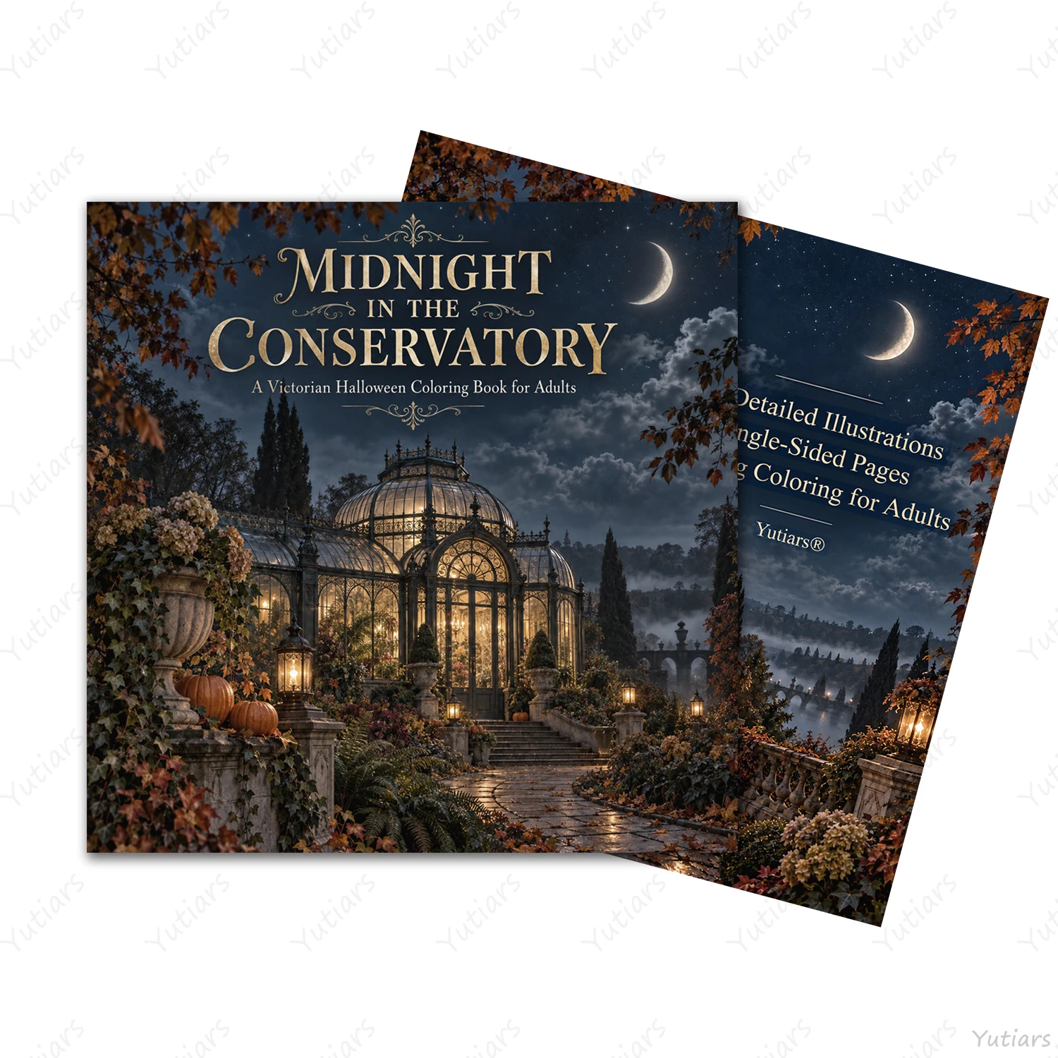 Adult Coloring Book for Adults Victorian Conservatory Halloween Botanical 20 Single-Sided Pages Detailed Relaxing Art Activity