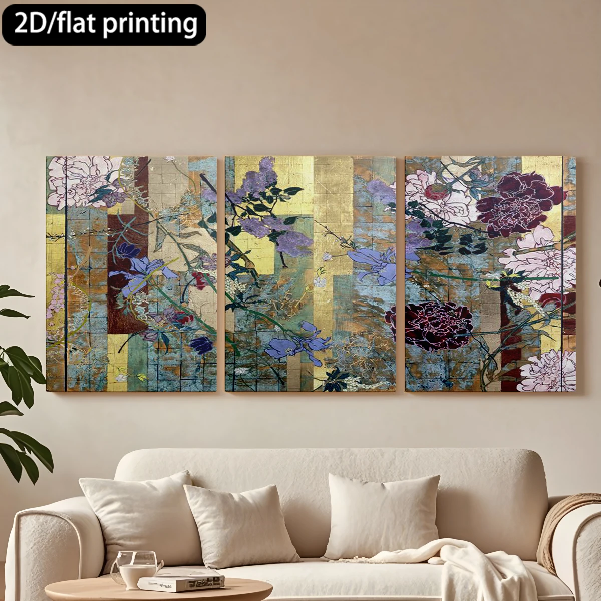 

3pc wooden frame canvas decorative paintingExquisite floral mosaic, colors, textures.Corridor bedroom decoration