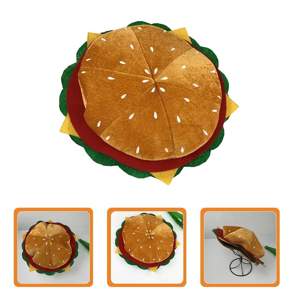 

Lovely Burger Festive Party Costume Accessory Non-Woven Lightweight Comfortable Photo Prop Cosplay Headgear Decorative Festival
