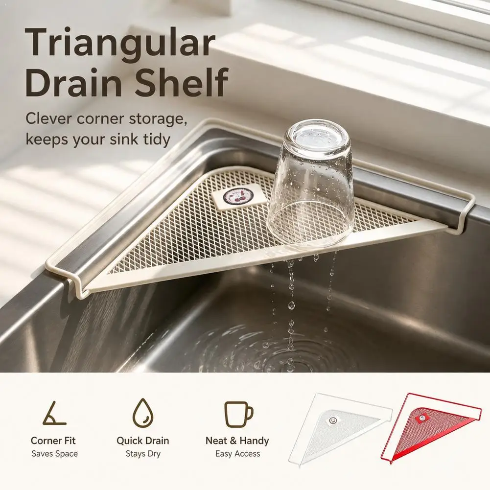 Sink Food Catcher Basket Drainage Triangle Drying Corner Strainer for Kitchen Scrap Fruits Vegetables Drain