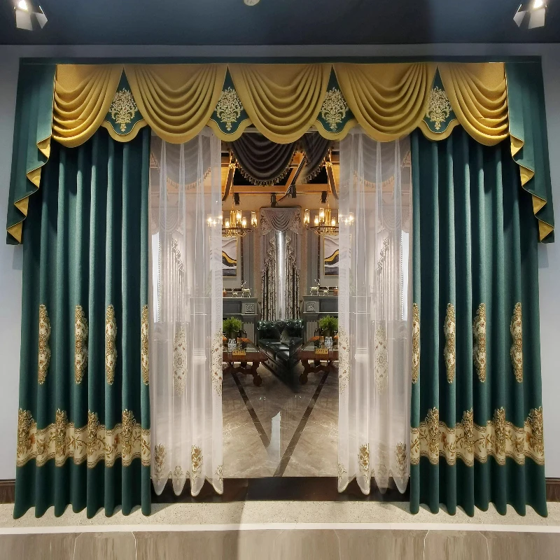 

Embroidered Curtains for Living Dining Room Bedroom High-end European Jacquard Chenelle Custom-made Luxury Curtains Customized