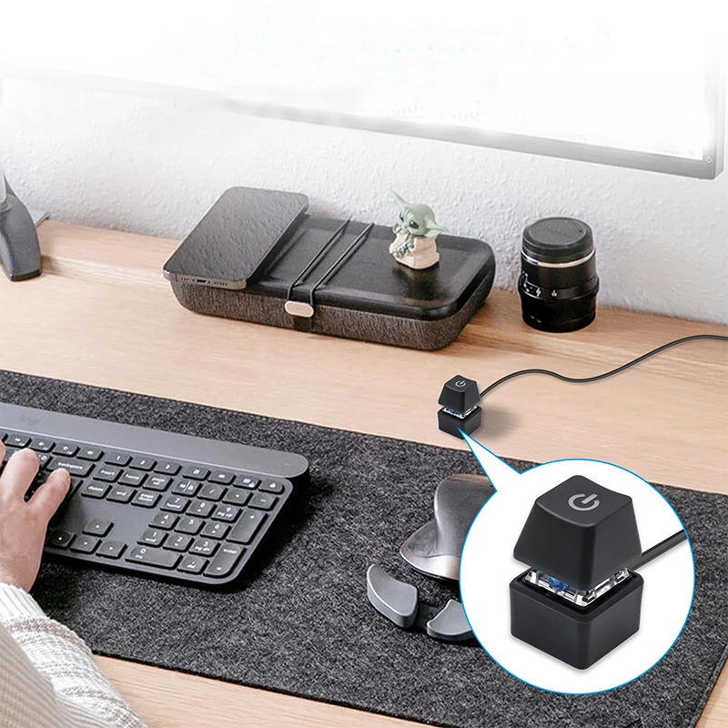 New 1Pc Computer Desktop Switch 2m Led Lights Pc Motherboard External Boot Power On/Off Button Extension Cable For Home Office.