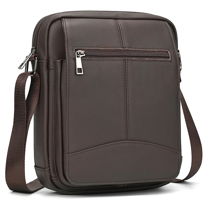 Casual Fashion Men's Leather Shoulder Bag Genuine Leather Sling Bag Men Male Crossbody Bags Cowhide Messenger Bag Black Coffee