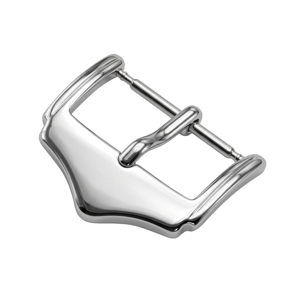 Polished Silver Watch Buckle 16mm 18mm 20mm 22mm Solid Stainless Steel Pin Clasp for Leather Strap Classic Dress Watch Parts view 4