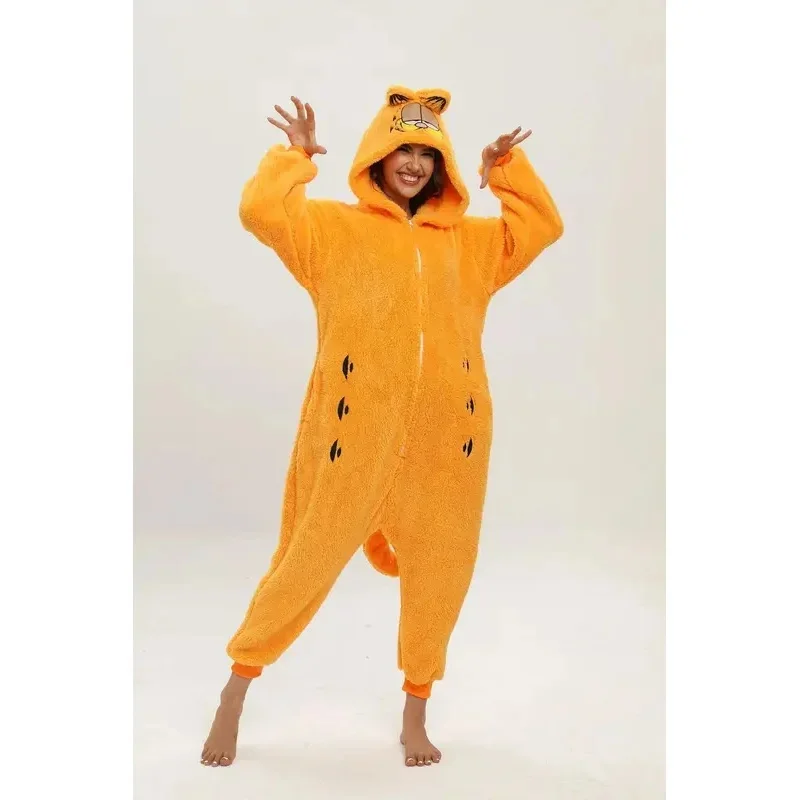 Premium Outfit Unisex Garfield Costumes Onesies Cat Cosplay Pajamas Adult Pyjamas Animal Sleepwear Jumpsuit view 2