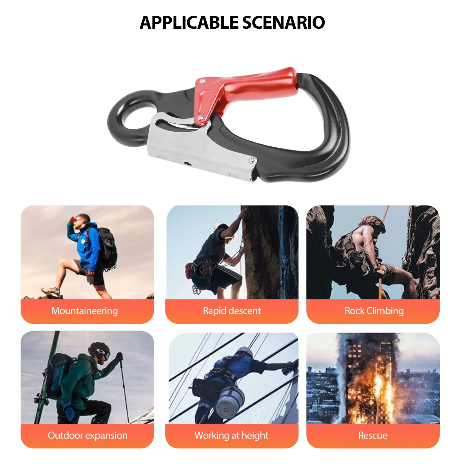 35KN Climbing Carabiner Clips D Shaped Heavy Duty Carabiners for Rock Climbing Rappelling Mountaineering Rock Climbing Carabiner