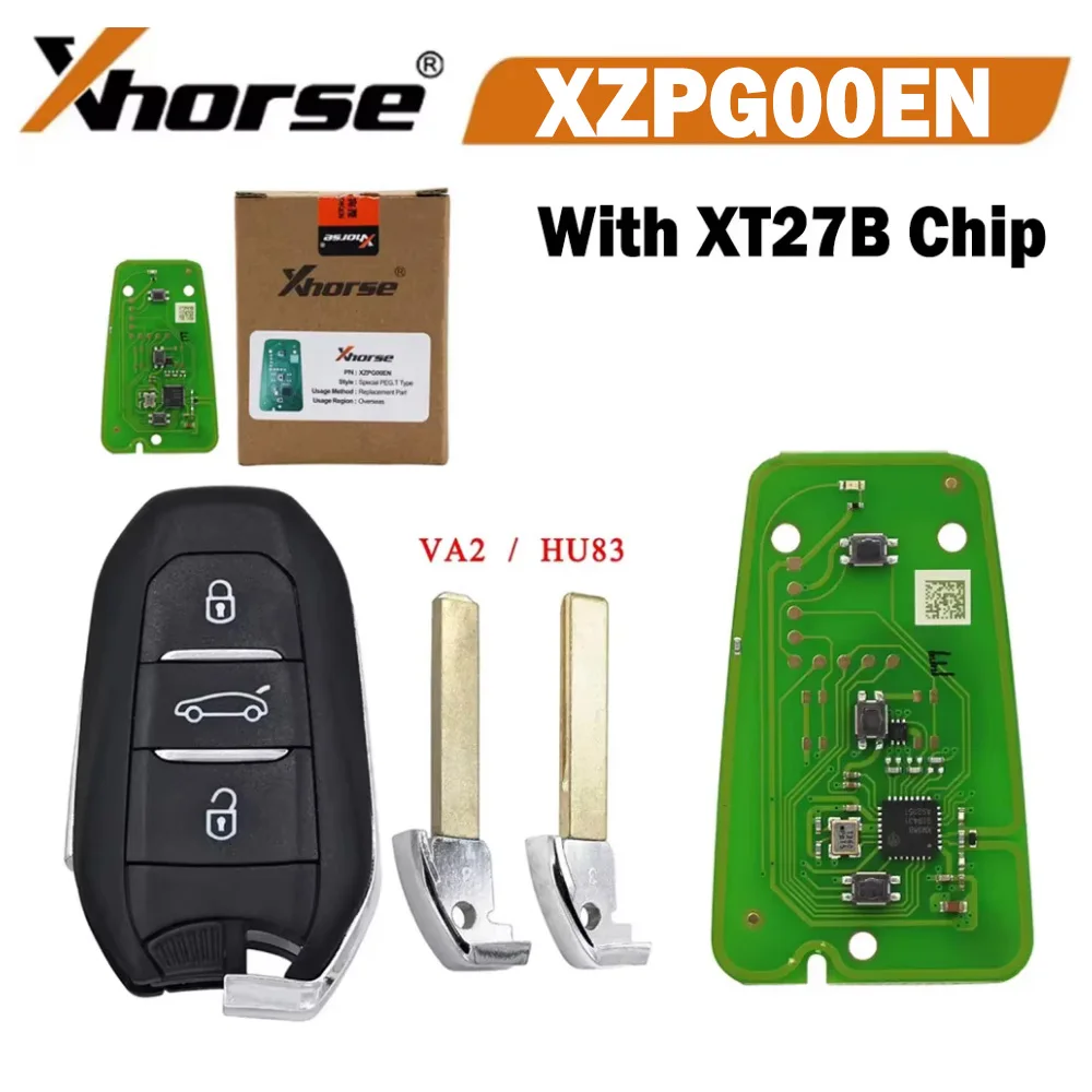 1/5pcs Xhorse XZPG00EN with XT27B Super Chip Special PCB Board with 3 Button Smart Key for Peugeot/Citroen DS Car HU83 VA2 Blade