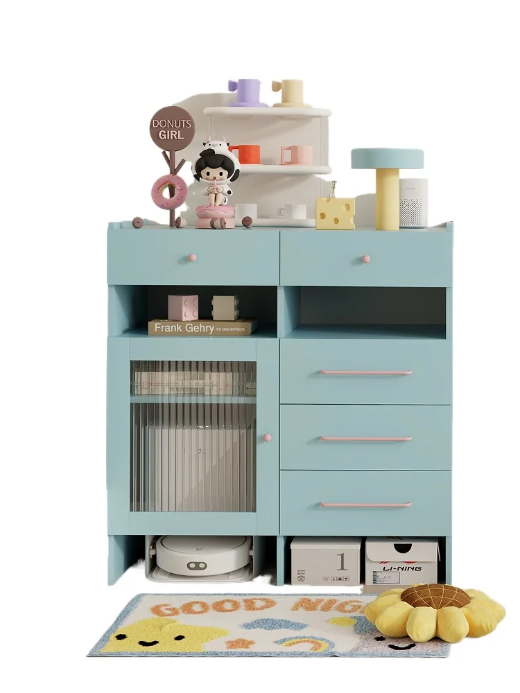 

Solid wood dopamine sweeping robot shelf furniture living room wall integrated side cabinet housekeeping storage cabinet