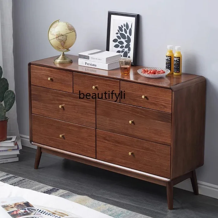 

Solid Wood Chest of Drawers Bedroom Multi-Functional Storage Cabinet Simple Modern Living Room Storage Cabinet Nordic