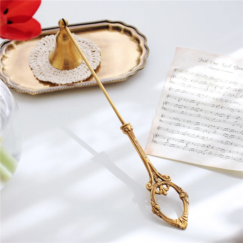 Brass Candle Extinguisher Tool Vintage Ornaments Candle Damper Accessories Classical Handmade Elegant Home Decorative Crafts