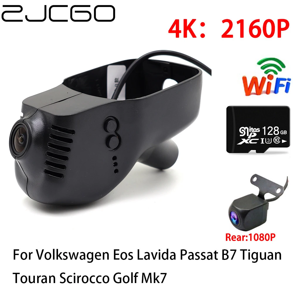 

ZJCGO 4K Car DVR Dash Cam Wifi Front Rear Camera 2 Lens 24h for Volkswagen Eos Lavida Passat B7 Tiguan Touran Scirocco Golf Mk7