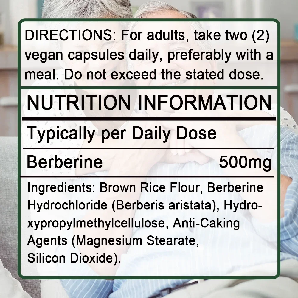 Berberine 500 Mg Supplement, 120 Veggie Caps, High Strength, Supports Immune System, Promotes Overall Health, Gluten Free