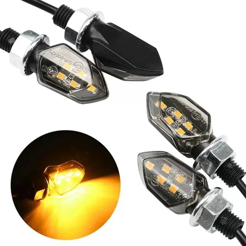 

2PCS Motorcycle and Electric Bike Retro Mini 5LED Small Turn Signal Indicator Light 12V Direction Warning Light