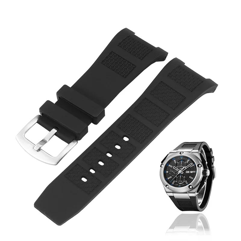 ENXI  Notched Rubber Watchband Suitable for IWC IW322503/IW323602/IW376501 Men's Silicone Replacement Strap