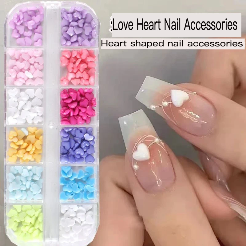 Nail Art Heart-shaped Accessories, Beauty Instagram Japanese Macaron Mixed-color Small Heart-shaped Nail Decorations