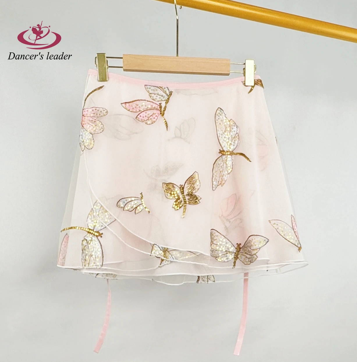 발레 스커트 이중 레이어드 잠자리 자수 댄스 스커트 성인 점프수트 소녀 발레 연습 미니 스커트 사진