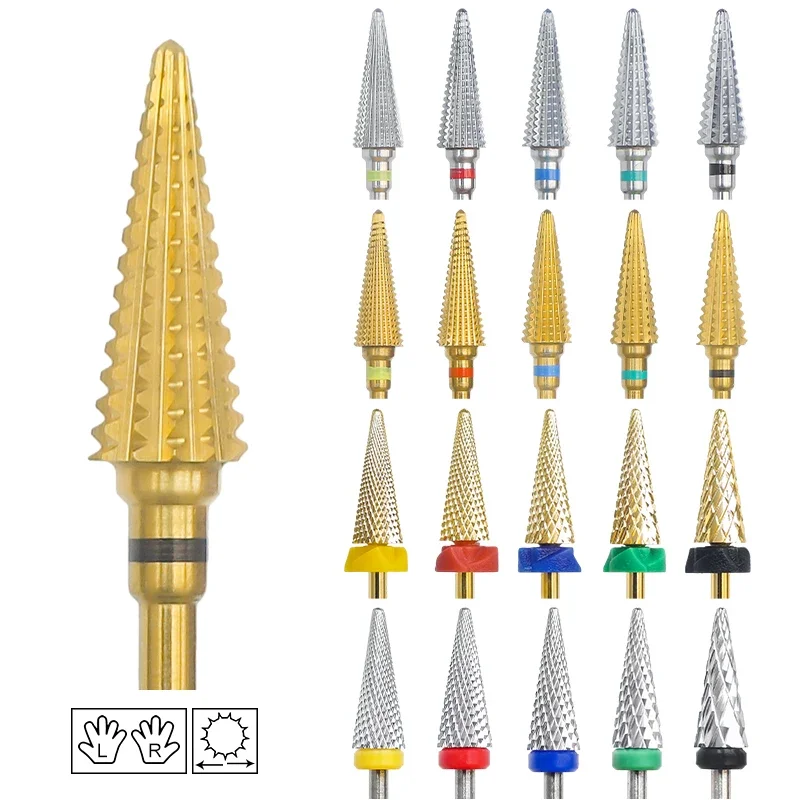 16mm Extra Long Triangle Cone Nail Drill Bits Tungsten Steel Carbide Milling Cutter Gel Remover Grinding Manicure Tool 3/32\