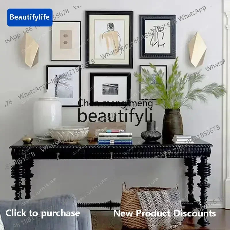 183ff American neoclassical solid wood black desk light luxury design conference table computer tableA