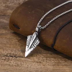 Vnox Viking Arrow Head Necklaces for Men, Stainless Steel Spear Head Viking Runes Pendant, Almut Protective Jewelry