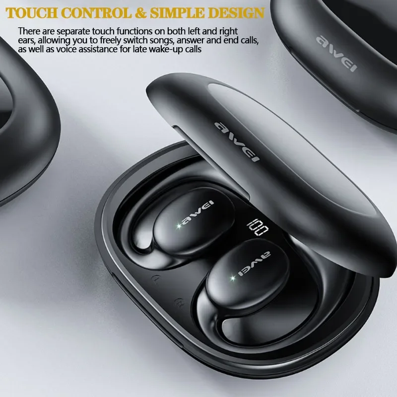 Awei T80 OWS Earhook Sports Headset Air Conduction Wireless Bluetooth Headphones Bluetooth 5.3 Earphones TWS Earbuds 450mAh