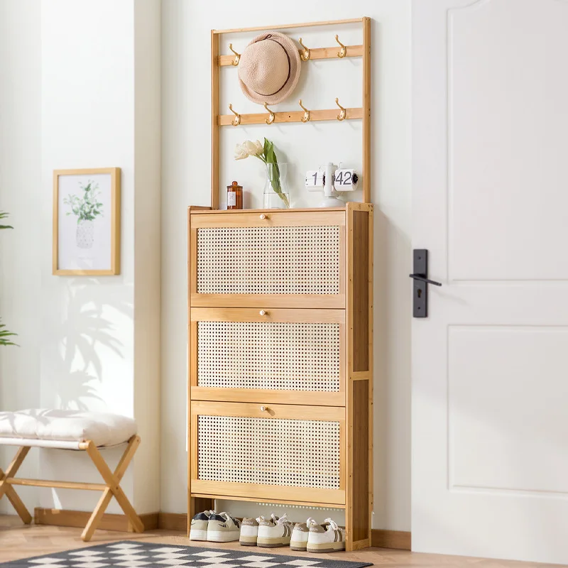 Ultra-thin shoe cabinet  door tipping bucket shoe rack large capacity entrance door entrance storage simple cabinet