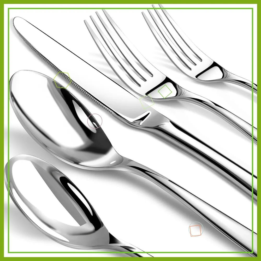 

40-Piece Stainless Steel Silverware Set for 8, Heavy Duty Mirror Polished Cutlery, Dishwasher Safe Flatware